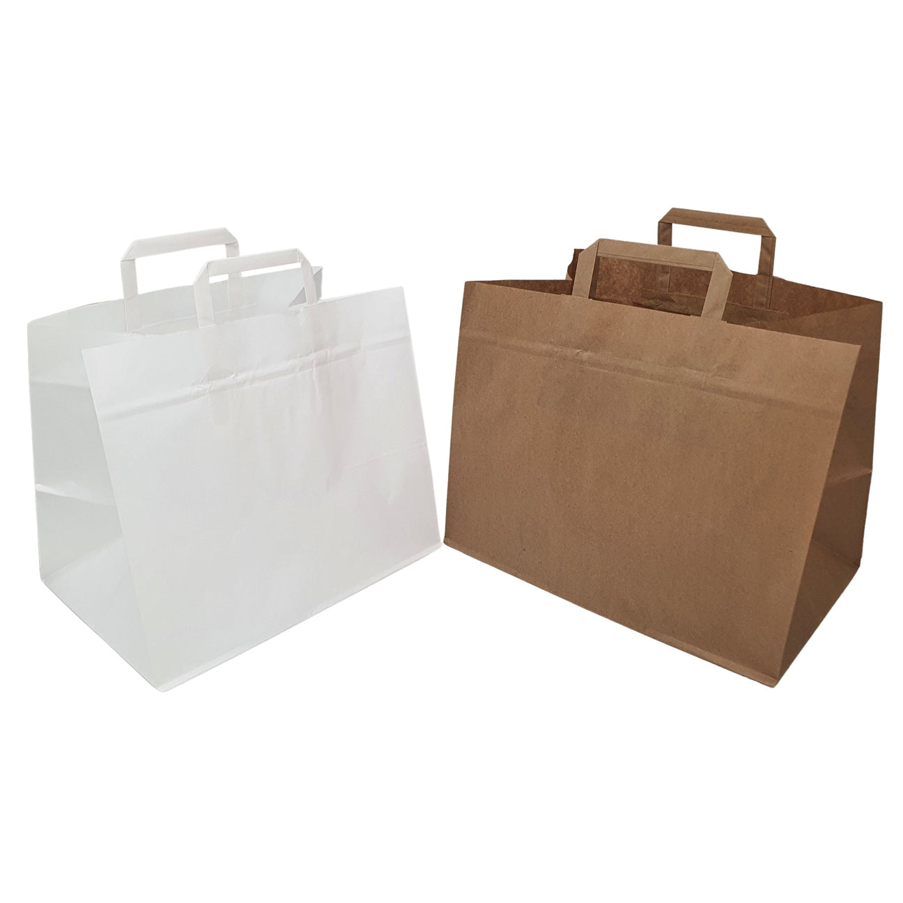 Pungi din hârtie Kraft cu mânere plate din hârtie