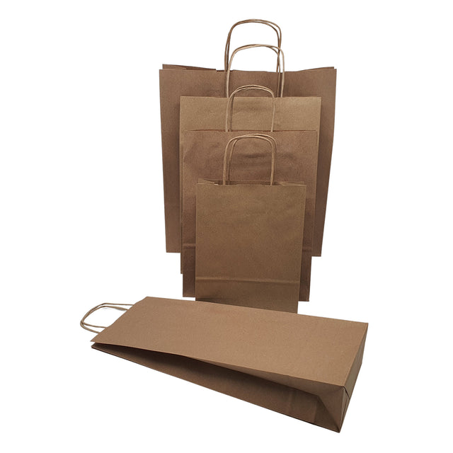 Pungă hârtie kraft NATUR cu mânere din hârtie răsucită 46 x 49(H) x 16cm