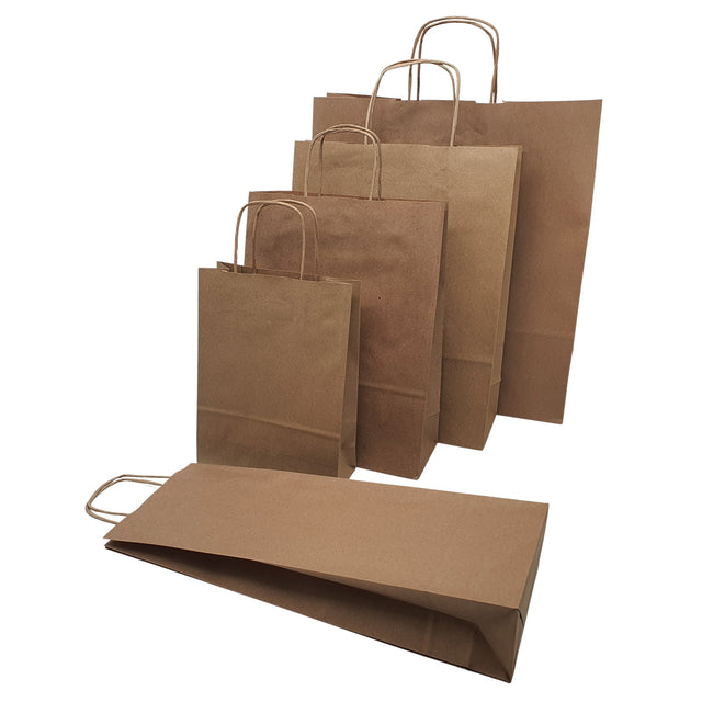 Pungă hârtie kraft NATUR cu mânere din hârtie răsucită 46 x 49(H) x 16cm