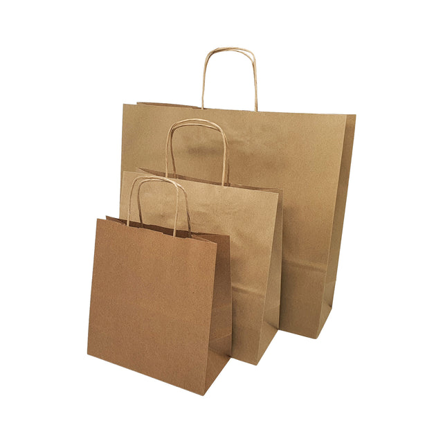 WHITE kraft paper bag with twisted paper handles 18 x 24(H) x 7cm