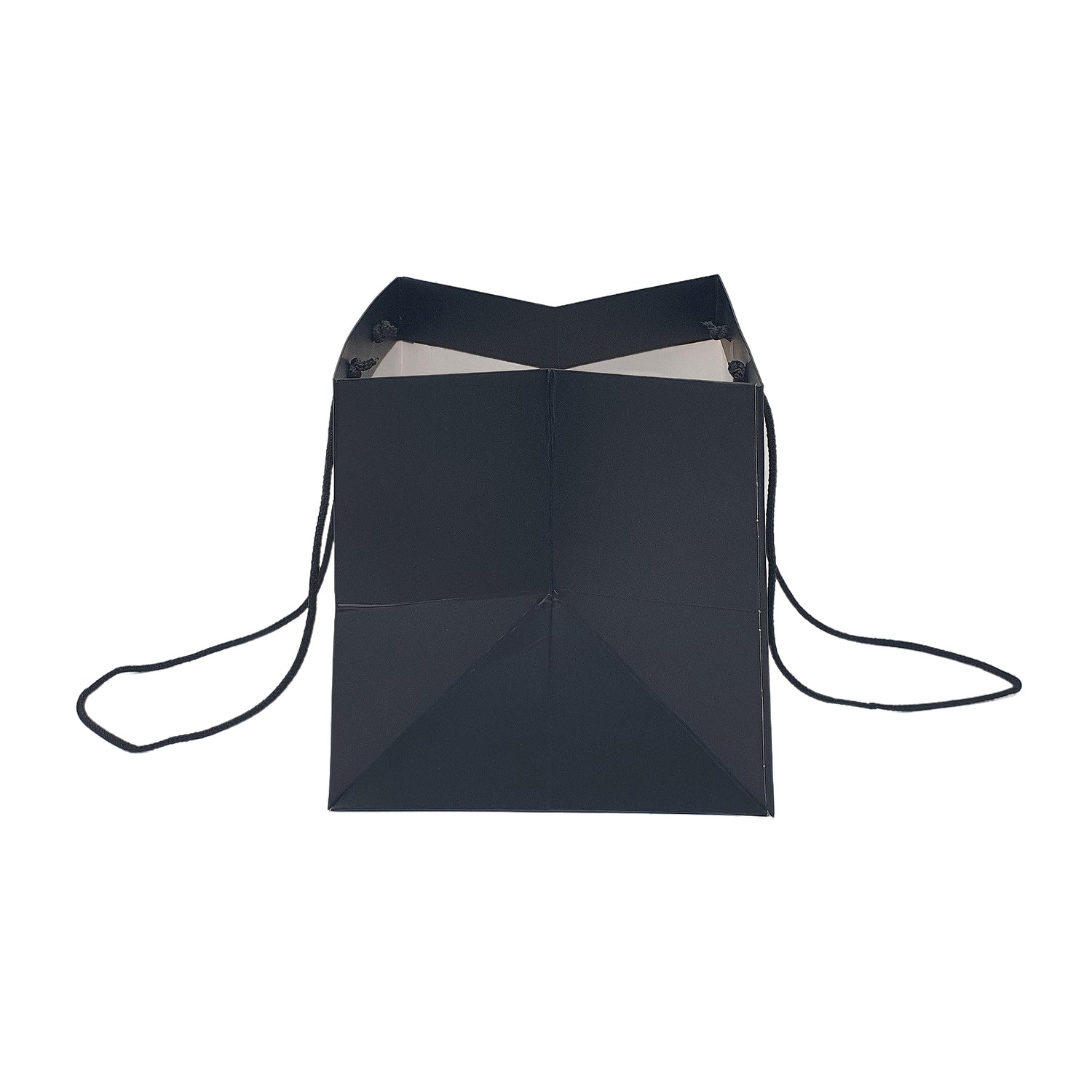 Pungă hârtie NEAGRĂ pentru flori cu mânere din șnur textil 23 x 20(H) x 20cm