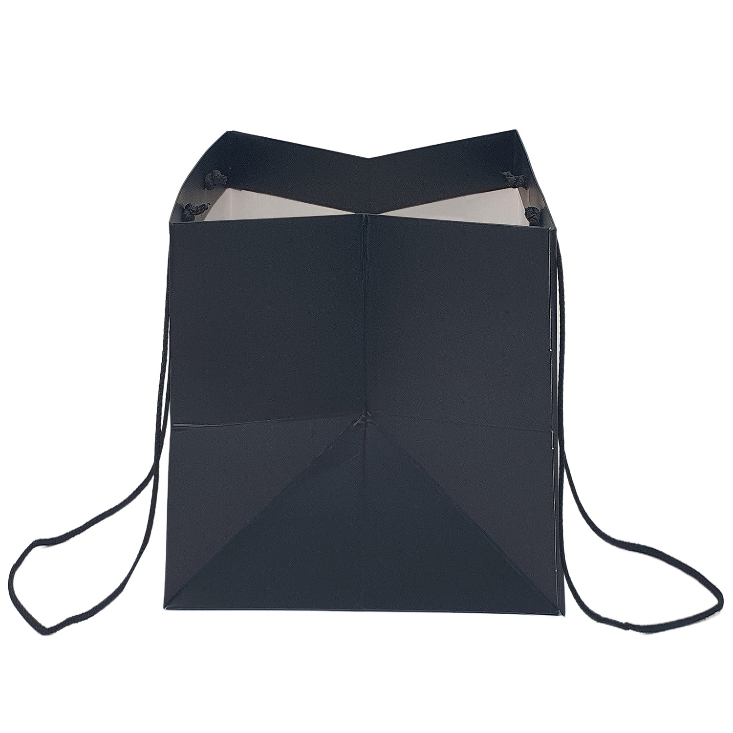 Pungă hârtie NEAGRĂ pentru flori cu mânere din șnur textil 30 x 25(H) x 27cm