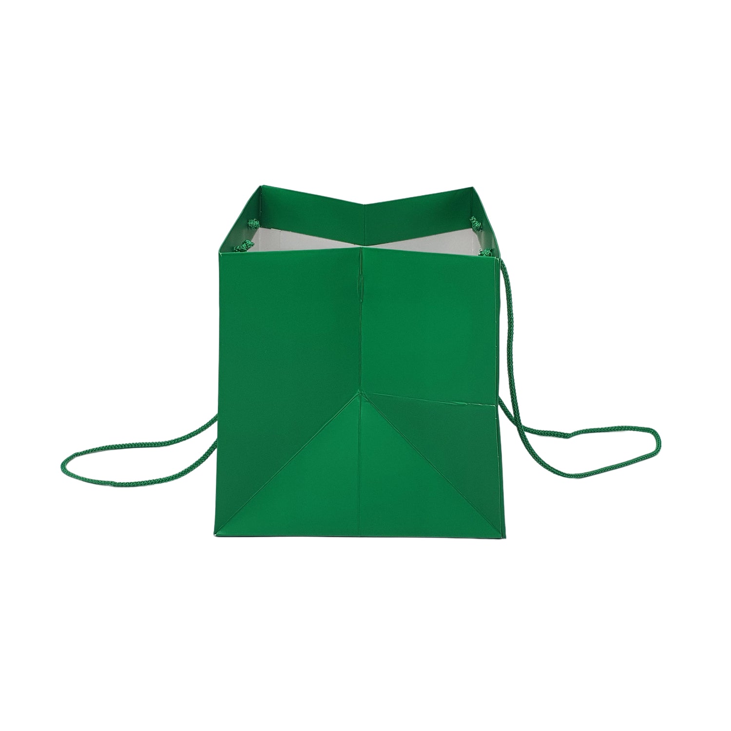 Pungă hârtie VERDE pentru flori cu mânere din șnur textil 23 x 20(H) x 20cm