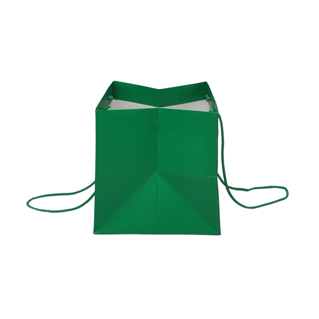 Pungă hârtie VERDE pentru flori cu mânere din șnur textil 23 x 20(H) x 20cm