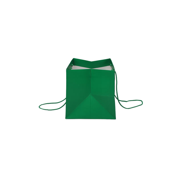 Pungă hârtie VERDE pentru flori cu mânere din șnur textil 16 x 17(H) x 15cm
