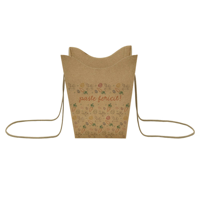 WHITE paper bag for flowers with textile string handles 23 x 20(H) x 20cm