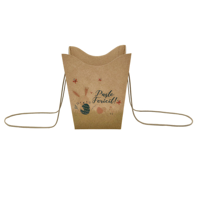 WHITE paper bag for flowers with textile string handles 23 x 20(H) x 20cm