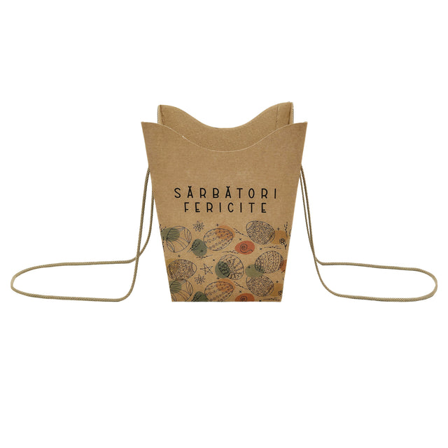 WHITE paper bag for flowers with textile string handles 23 x 20(H) x 20cm