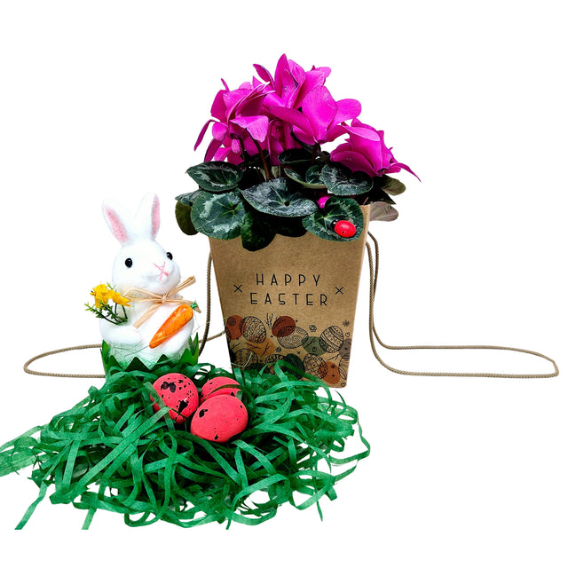 WHITE paper bag for flowers with textile string handles 23 x 20(H) x 20cm