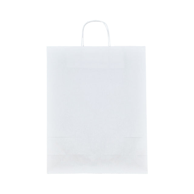 Kraftpapiertüte WEISS mit gedrehten Papierhenkeln 32 x 41(H) x 12cm