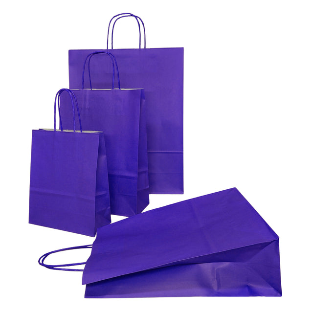 Pungă hârtie kraft ALBASTRĂ cu mânere din hârtie răsucită 18 x 22(H) x 8cm