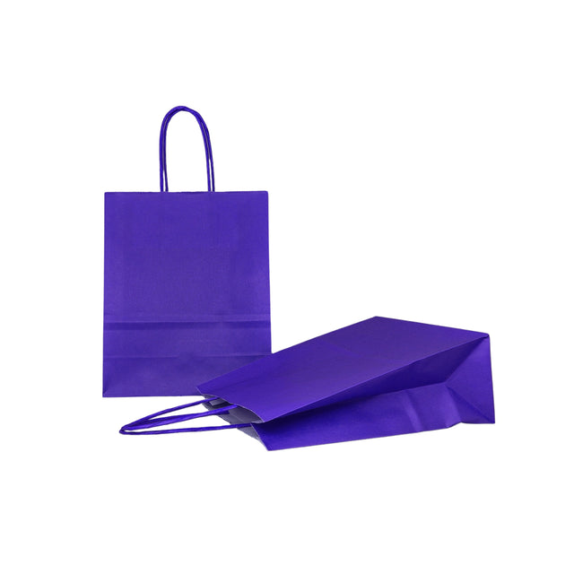 Pungă hârtie kraft ALBASTRĂ cu mânere din hârtie răsucită 18 x 22(H) x 8cm