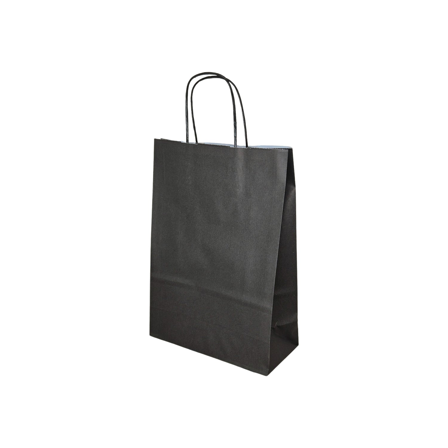 Pungă hârtie kraft NEAGRĂ cu mânere din hârtie răsucită 22 x 31 x 10cm