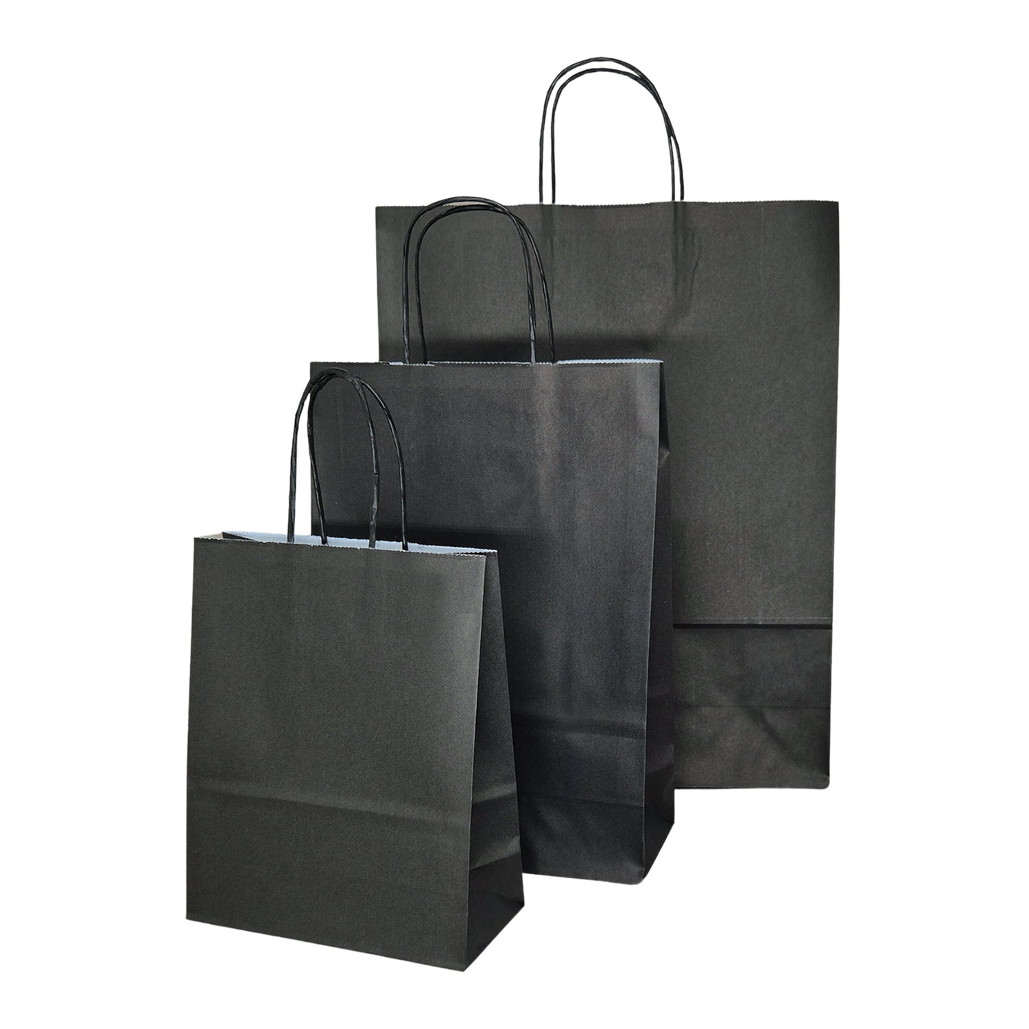 Pungă hârtie kraft NEAGRĂ cu mânere din hârtie răsucită 22 x 31 x 10cm