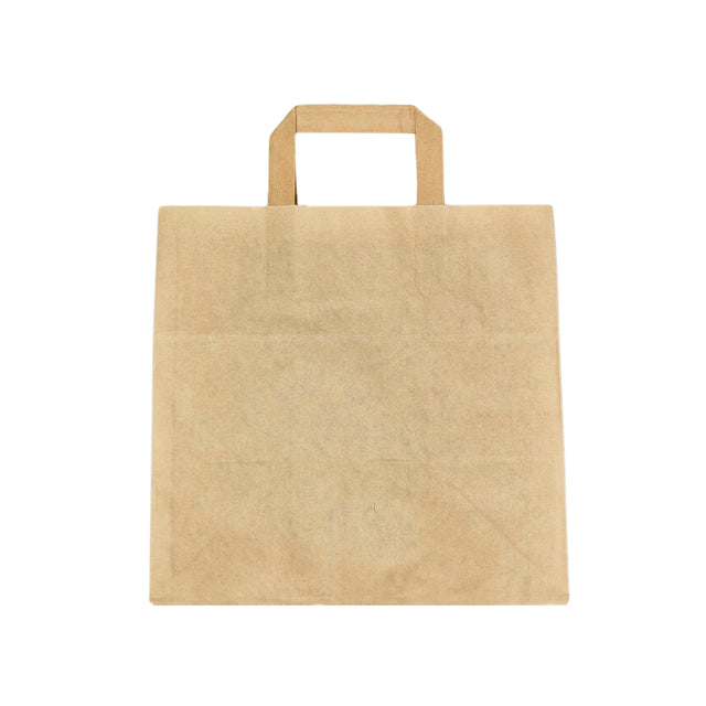 Pungă hârtie kraft NATUR cu mânere plate din hârtie 26 x 25(H) x 17cm