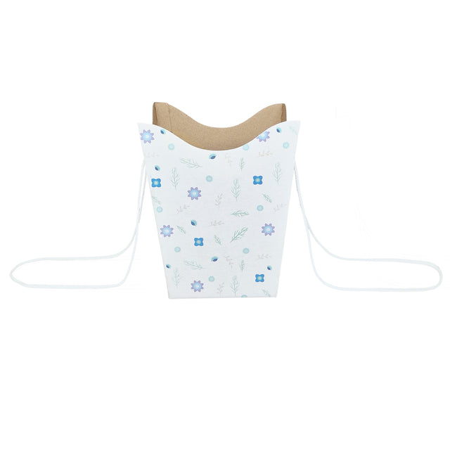 Pungă carton ALB pentru flori - Model 1 Floral cu mânere din șnur textil 11 x 18,5(H) x 11cm