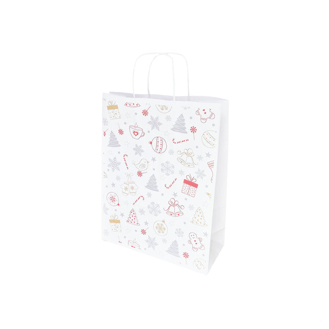 Pungă Hârtie Kraft cu Model 3 Crăciun 24 x 31(H) x 10cm