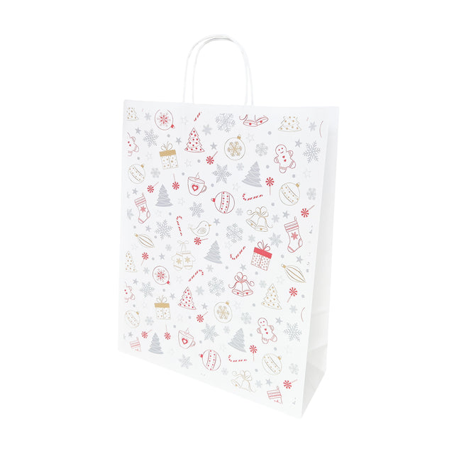 Pungă Hârtie Kraft cu Model 3 Crăciun 32 x 41(H) x 12cm