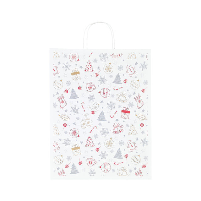 Pungă Hârtie Kraft cu Model 3 Crăciun 32 x 41(H) x 12cm