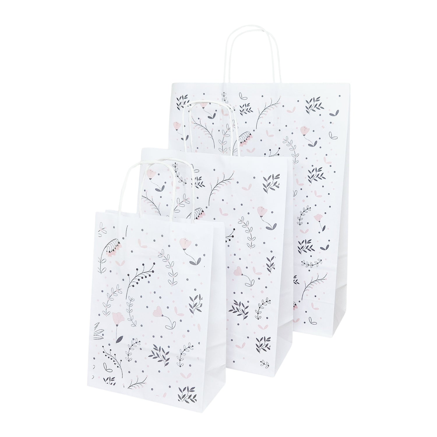 Pungă Hârtie Kraft cu Model 3 Floral 18 x 24(H) x 7cm