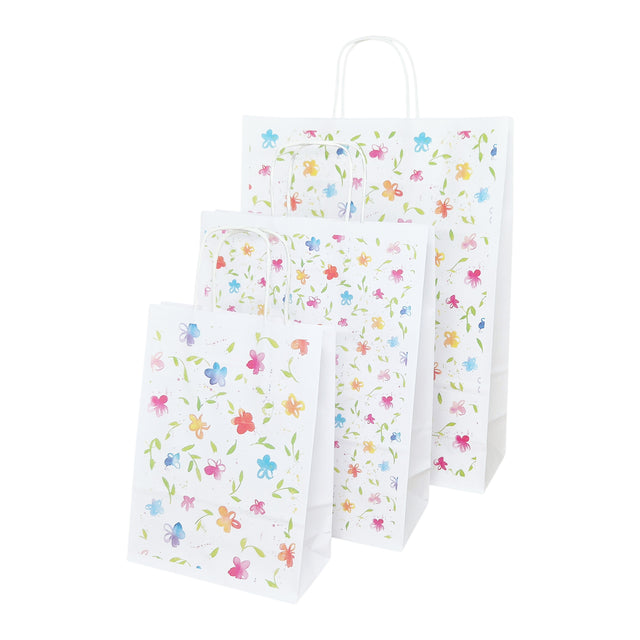 Hochwertiges Kraftpapier mit Modell 13, Blumenmuster, 24 x 31 (H) x 10 cm