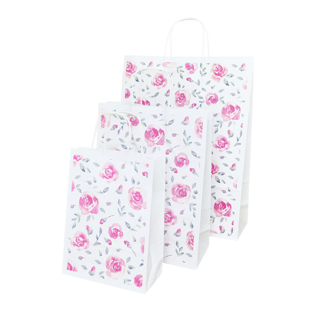 Hochwertiges Kraftpapier mit Modell 10, Blumenmuster, 18 x 24 (H) x 7 cm