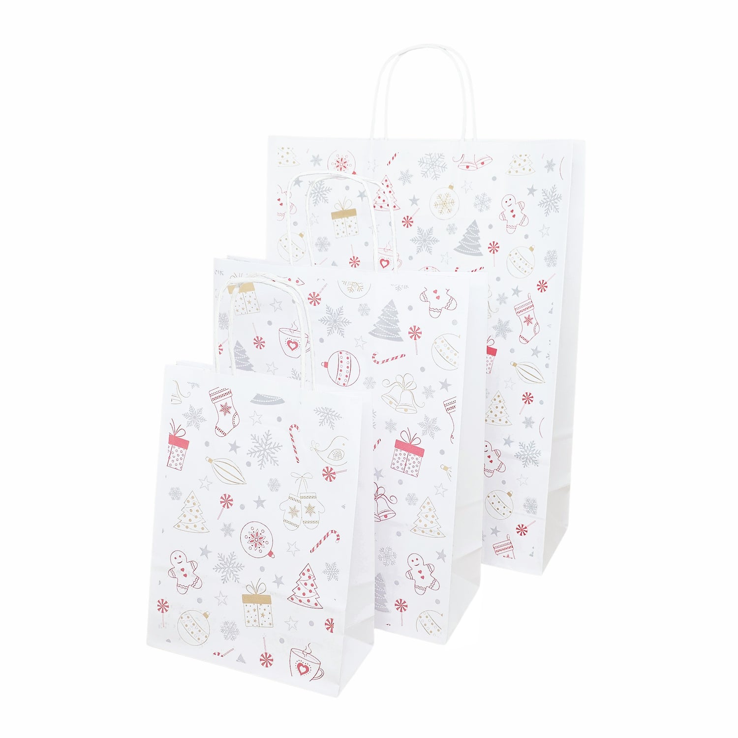 Pungă Hârtie Kraft cu Model 3 Crăciun 18 x 24(H) x 7cm