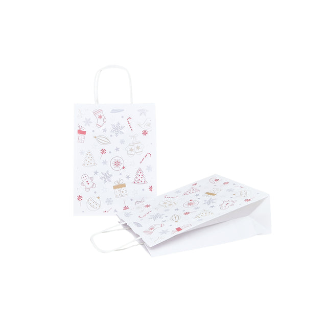 Pungă Hârtie Kraft cu Model 3 Crăciun 18 x 24(H) x 7cm