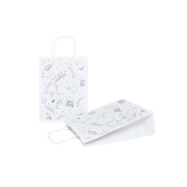 Pungă Hârtie Kraft cu Model 3 Floral 18 x 24(H) x 7cm