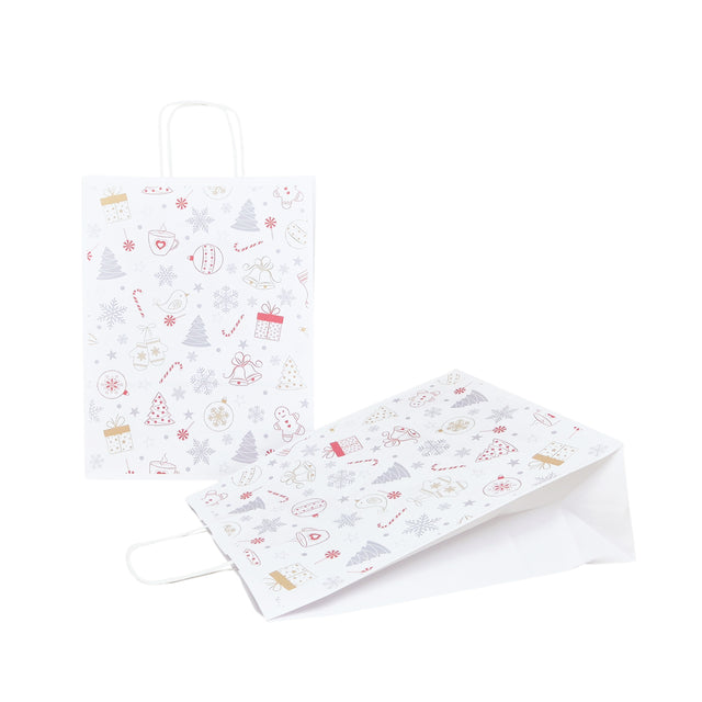 Pungă Hârtie Kraft cu Model 3 Crăciun 24 x 31(H) x 10cm