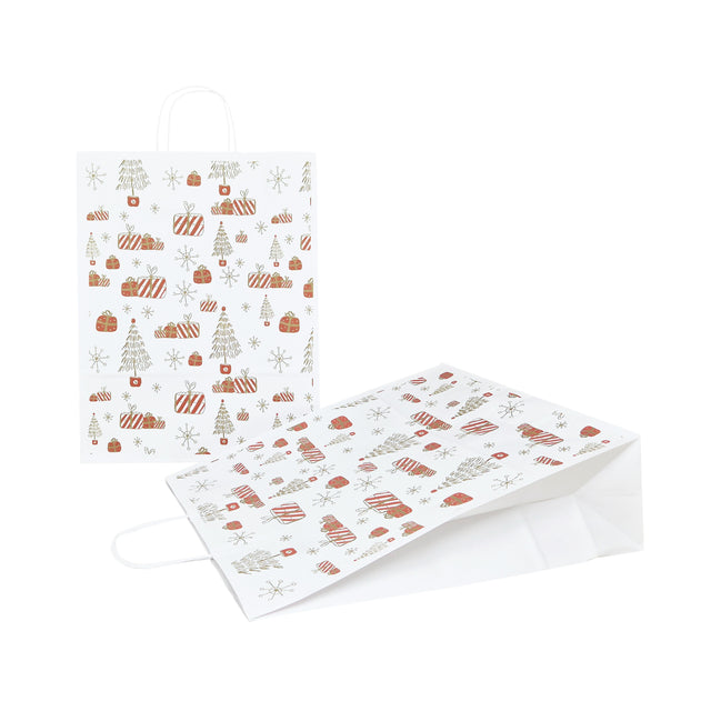 Pungă Hârtie Kraft cu Model 8 Crăciun 32 x 41(H) x 12cm