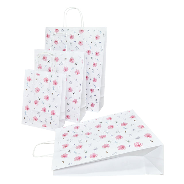 Kraft Paper Bag with Pattern 12 Floral 18 x 24(H) x 7cm