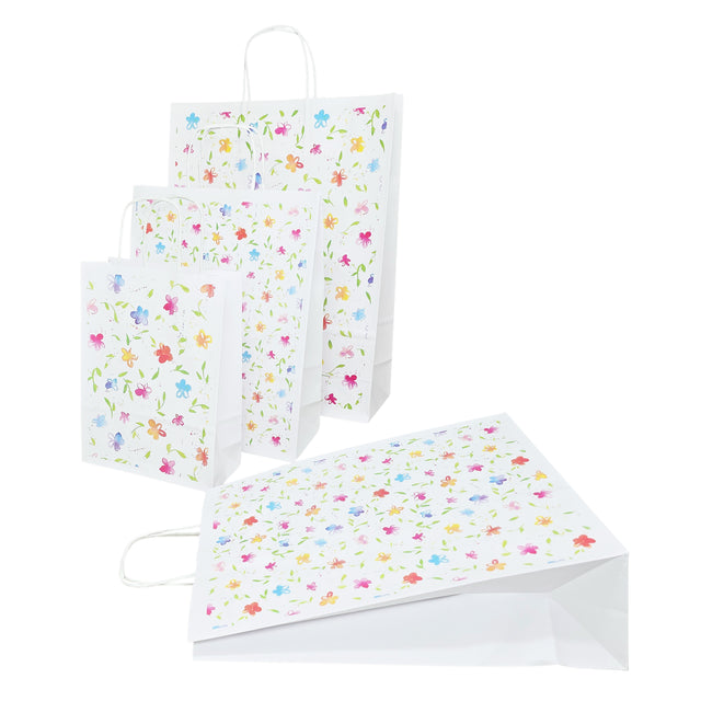 Hochwertiges Kraftpapier mit Modell 13, Blumenmuster, 24 x 31 (H) x 10 cm