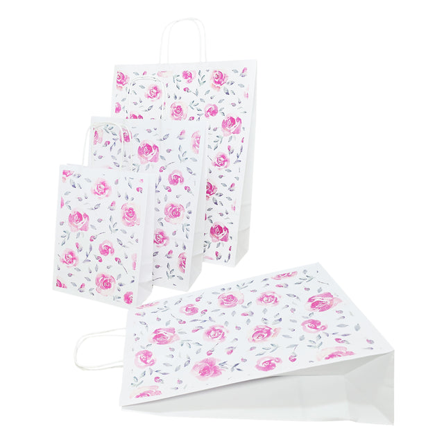 Hochwertiges Kraftpapier mit Modell 10, Blumenmuster, 18 x 24 (H) x 7 cm