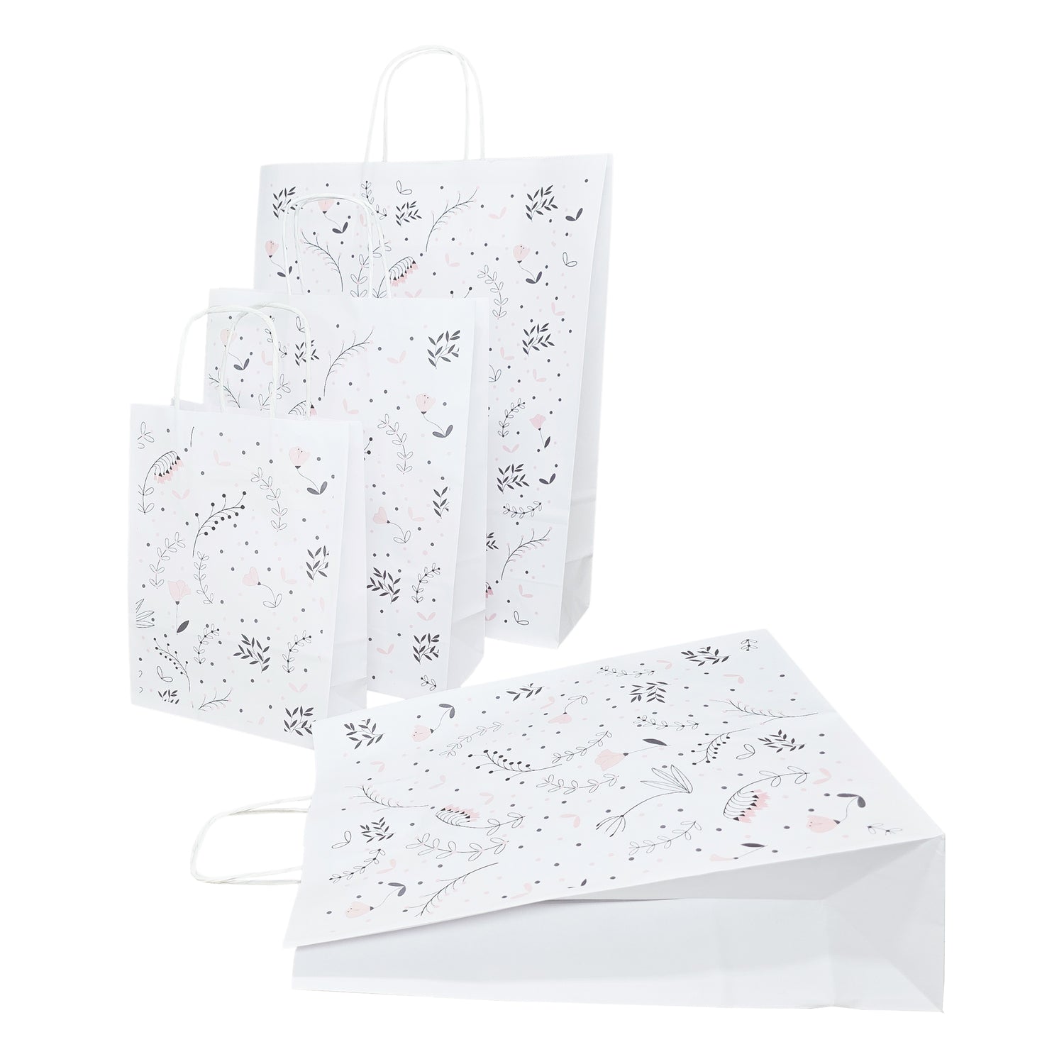 Pungă Hârtie Kraft cu Model 3 Floral 18 x 24(H) x 7cm