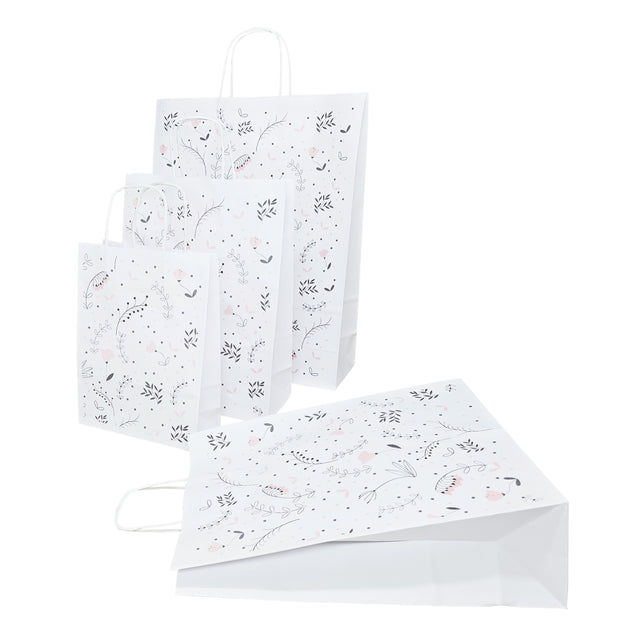 Pungă Hârtie Kraft cu Model 3 Floral 18 x 24(H) x 7cm