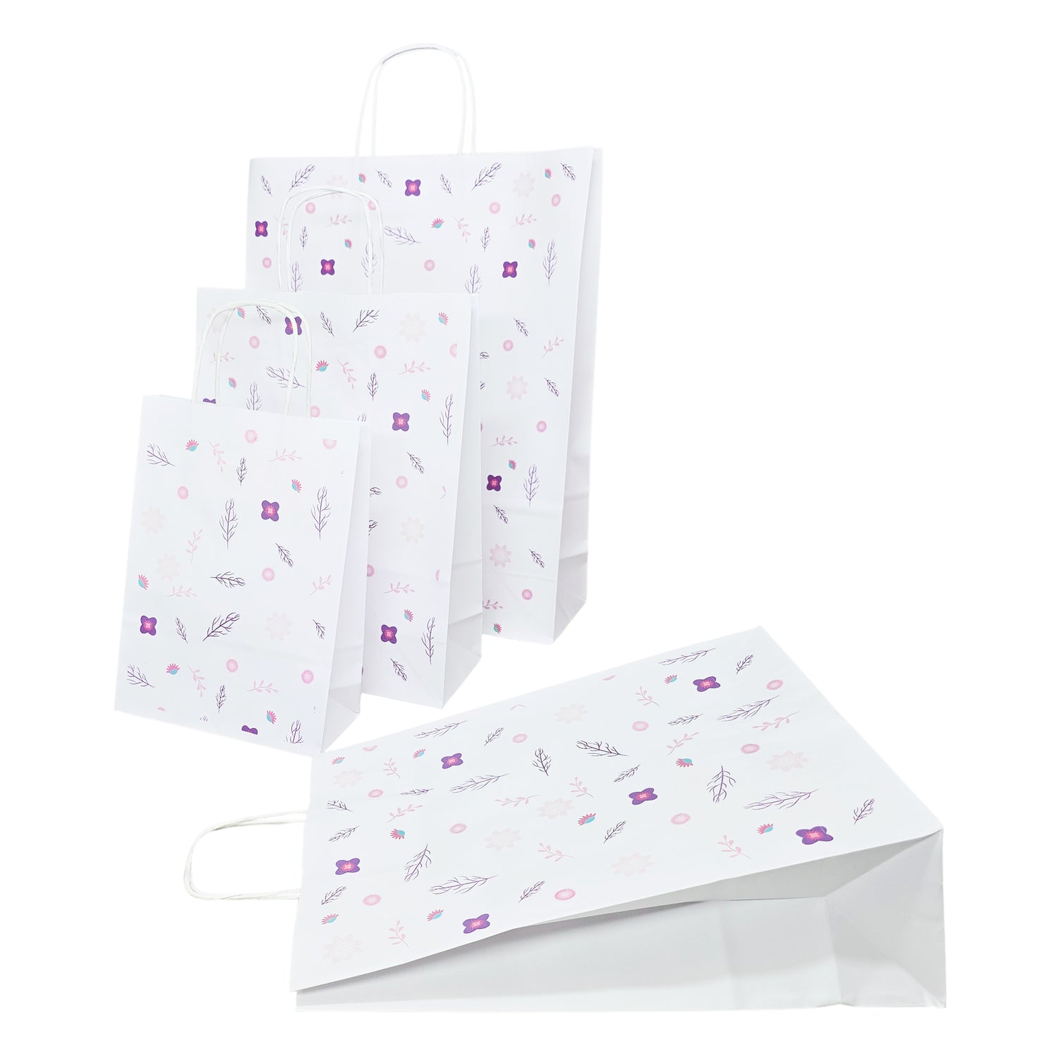 Pungă Hârtie Kraft cu Model 2 Floral 18 x 24(H) x 7cm