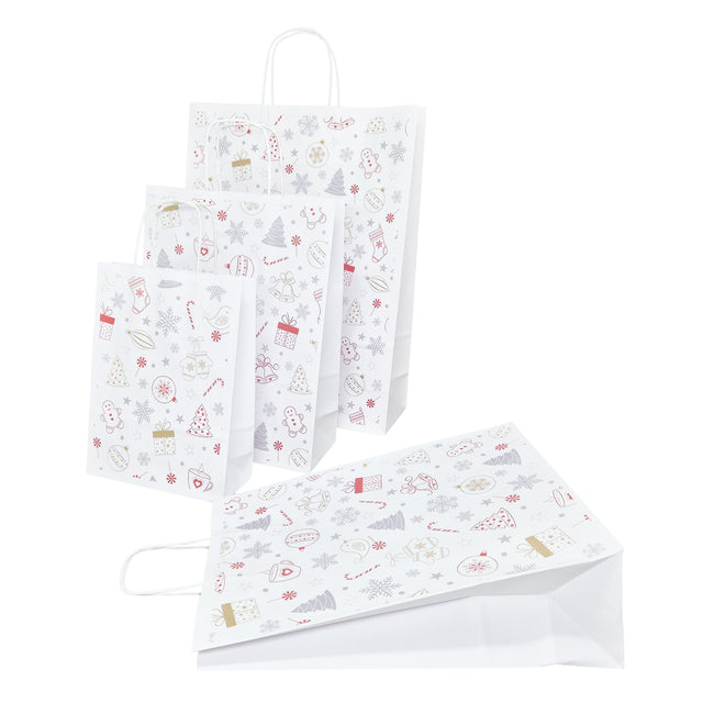 Pungă Hârtie Kraft cu Model 3 Crăciun 18 x 24(H) x 7cm