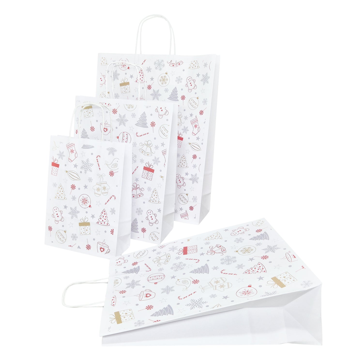 Pungă Hârtie Kraft cu Model 3 Crăciun 32 x 41(H) x 12cm