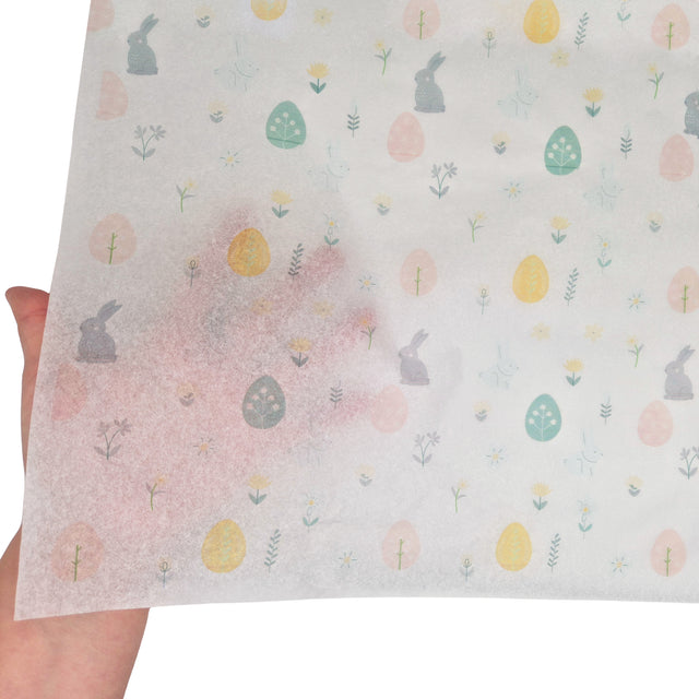 Hârtie de mătase model Paște Grey Bunny & Pastel Eggs 17g – format 50x75cm