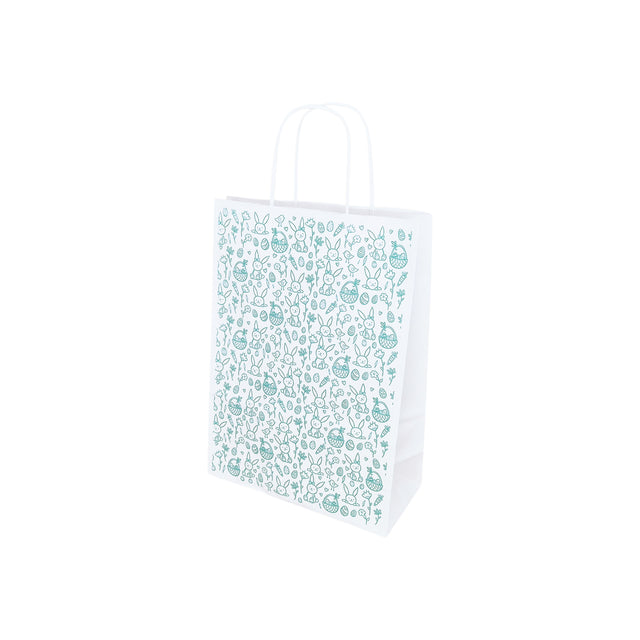 Pungă Hârtie Kraft cu Model Paște Turquoise Spring Field 22 x 31(H) x 10cm