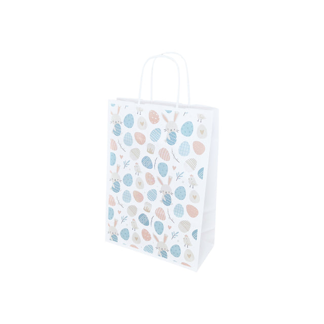 Pungă Hârtie Kraft cu Model Paște Soft Spring Eggs 18 x 22(H) x 8cm