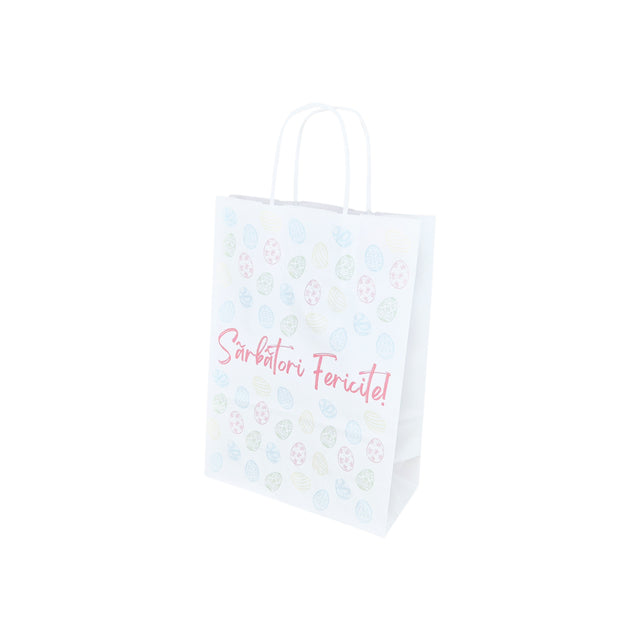 Pungă Hârtie Kraft cu Model Paște Pastel Egg Delight 18 x 22(H) x 8cm
