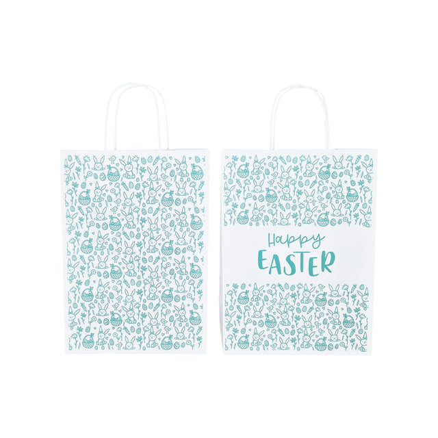 Pungă Hârtie Kraft cu Model Paște Turquoise Spring Field 22 x 31(H) x 10cm