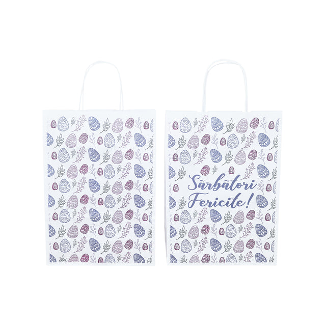 Pungă Hârtie Kraft cu Model Paște Pastel Egg Garden 32 x 41(H) x 12cm