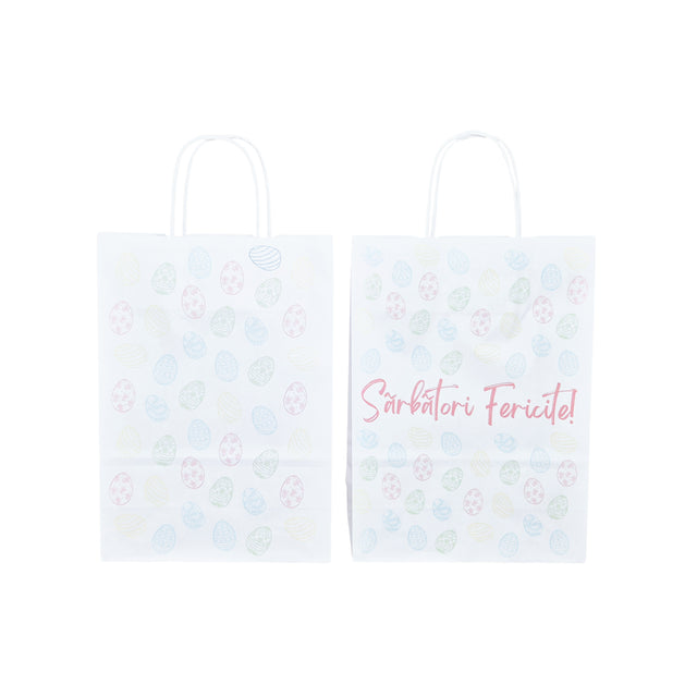 Pungă Hârtie Kraft cu Model Paște Pastel Egg Delight 22 x 31(H) x 10cm