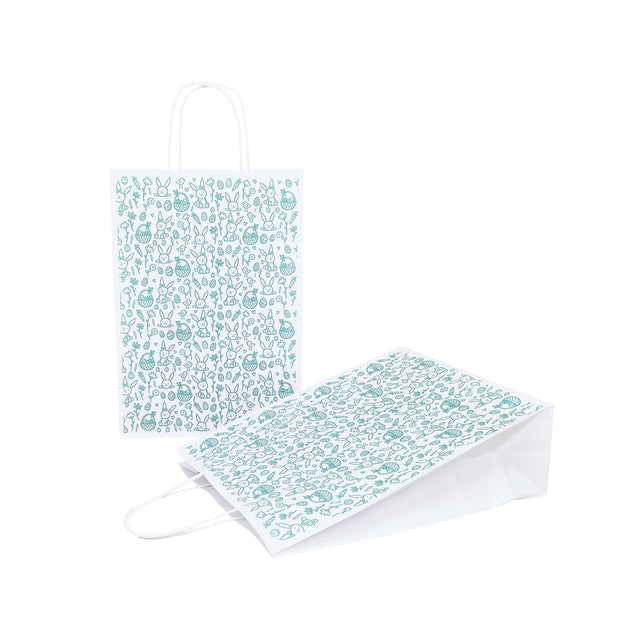 Pungă Hârtie Kraft cu Model Paște Turquoise Spring Field 18 x 22(H) x 8cm