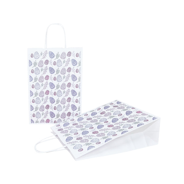 Pungă Hârtie Kraft cu Model Paște Pastel Egg Garden 32 x 41(H) x 12cm