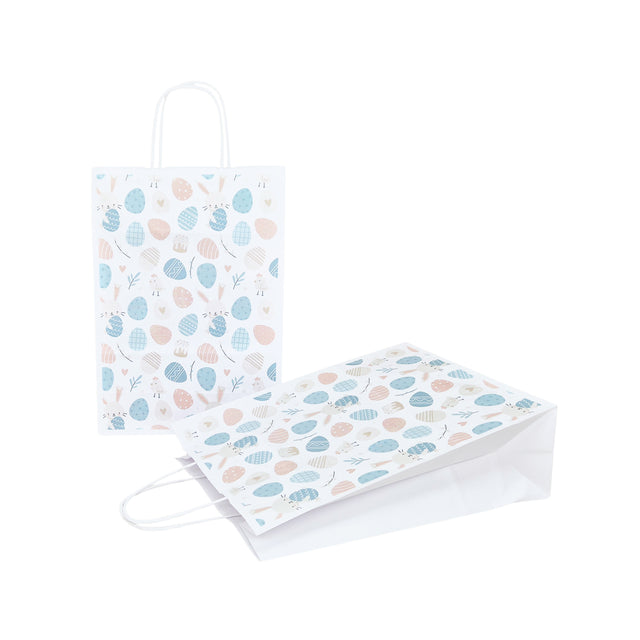 Pungă Hârtie Kraft cu Model Paște Soft Spring Eggs 18 x 22(H) x 8cm