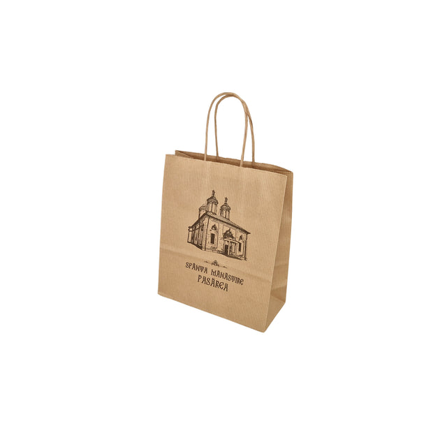 WHITE kraft paper bag with twisted paper handles 18 x 24(H) x 7cm